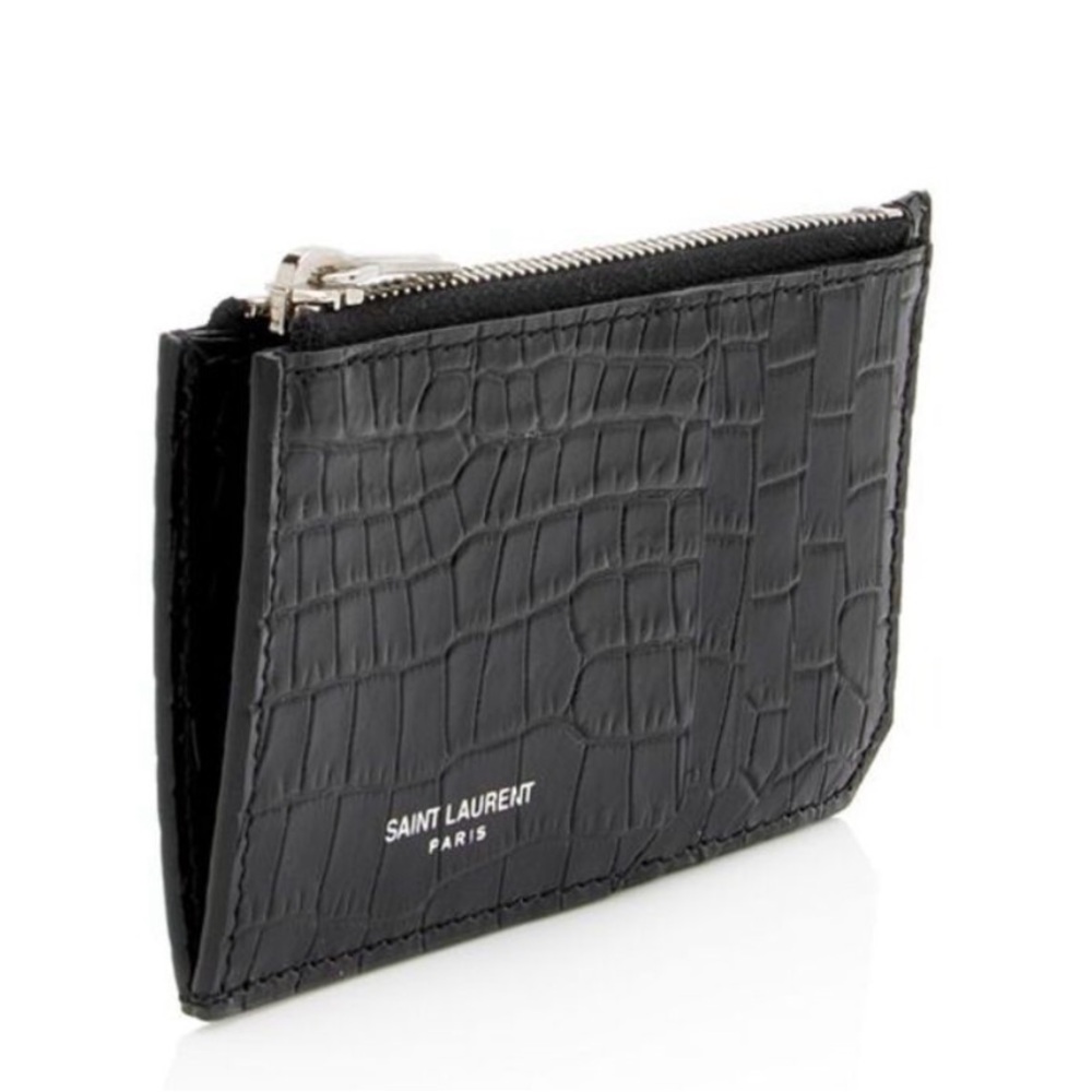 Saint Laurent Black Crocodile-Embossed Wallet - Picture 2 of 6